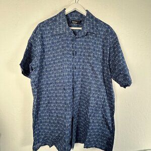 St Croix Men XXL Short Sleeve Button-Up Shirt Blue Sunglasses Print Cotton Italy